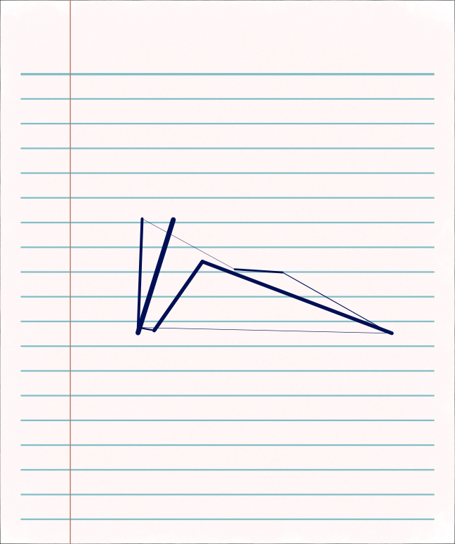 A generative image of a classic blue-lined notebook sheet with a random blue scribble mark placed in the center.